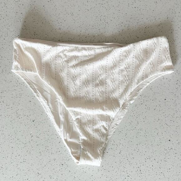 Andie Swim 90s High Waisted Bikini Bottom Off White Eyelet Size XL - Picture 3 of 5